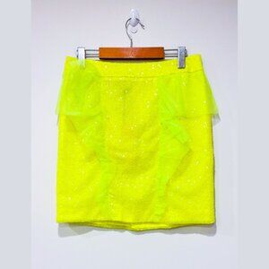 GINA GORGEOUS Neon yellow sequin‎ mini skirt | Party glam | 44 IT (8 US)